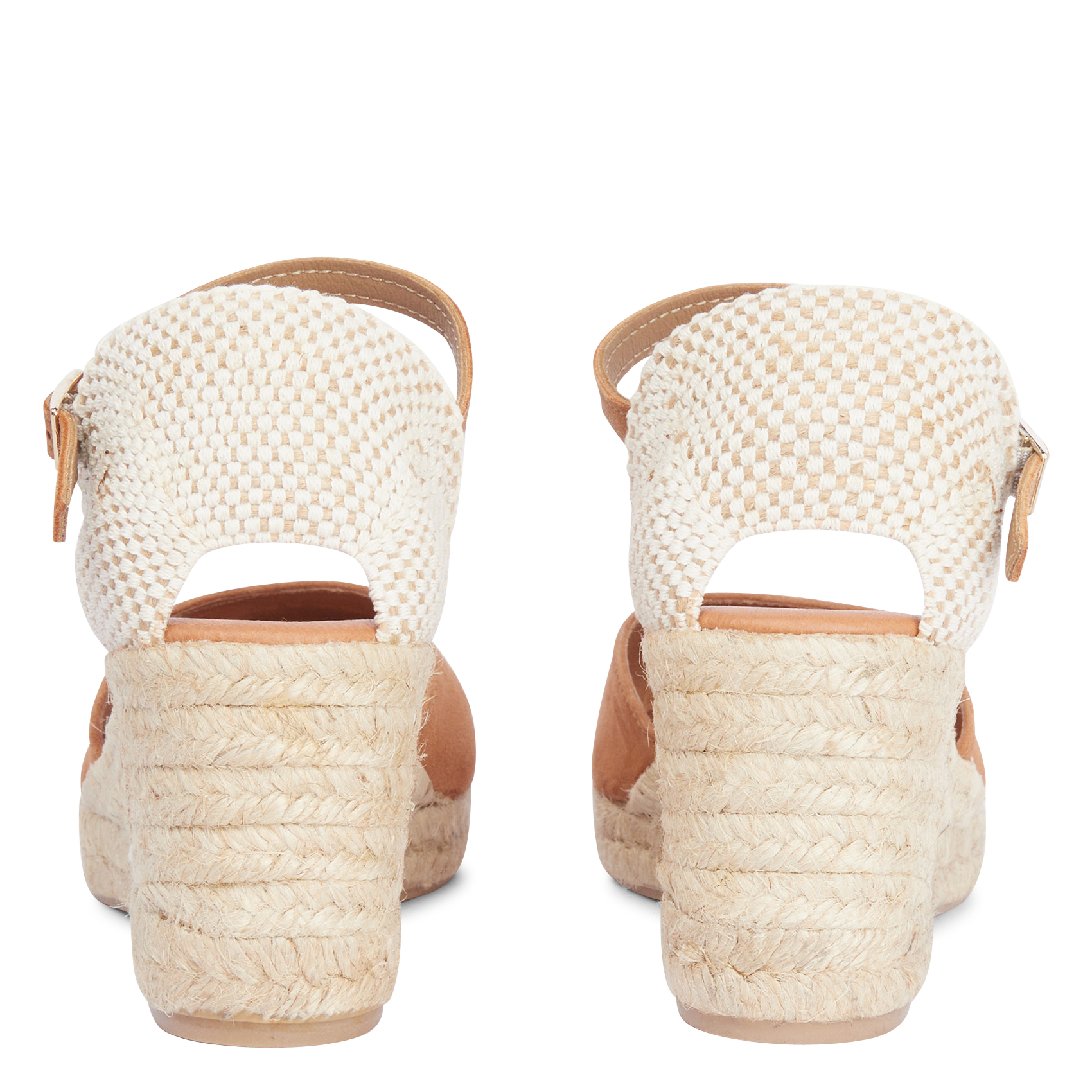 ESTRELLA - Sandales espadrilles compensées en cuir| Marron