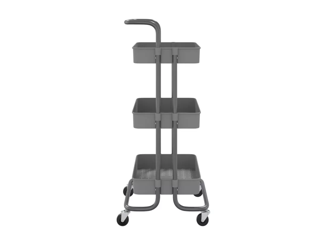 Chariot de cuisine 3 niveaux Gris 42x35x85 cm Fer et ABS