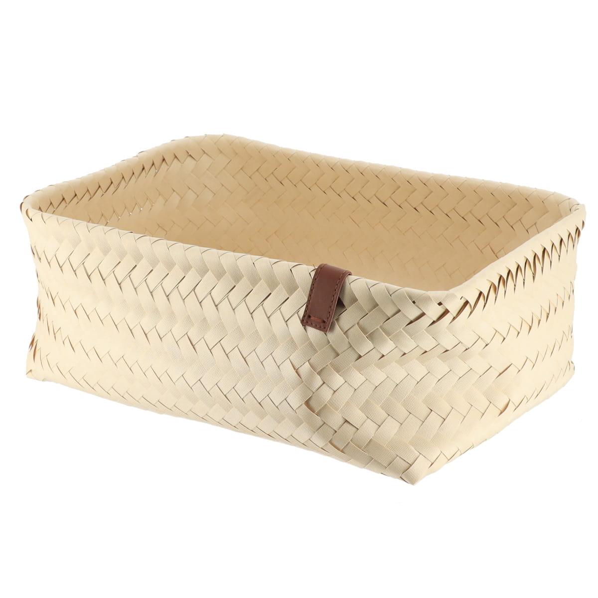 PANIERE EN 39X27X15.5CM ET LIEN FACON CUIR IVOIRE