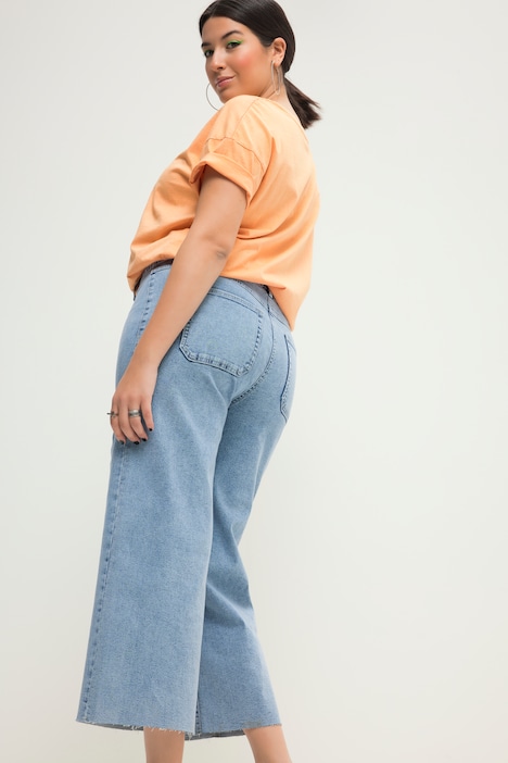 Culotte-Jeans, Wide Legs, cutted Saum