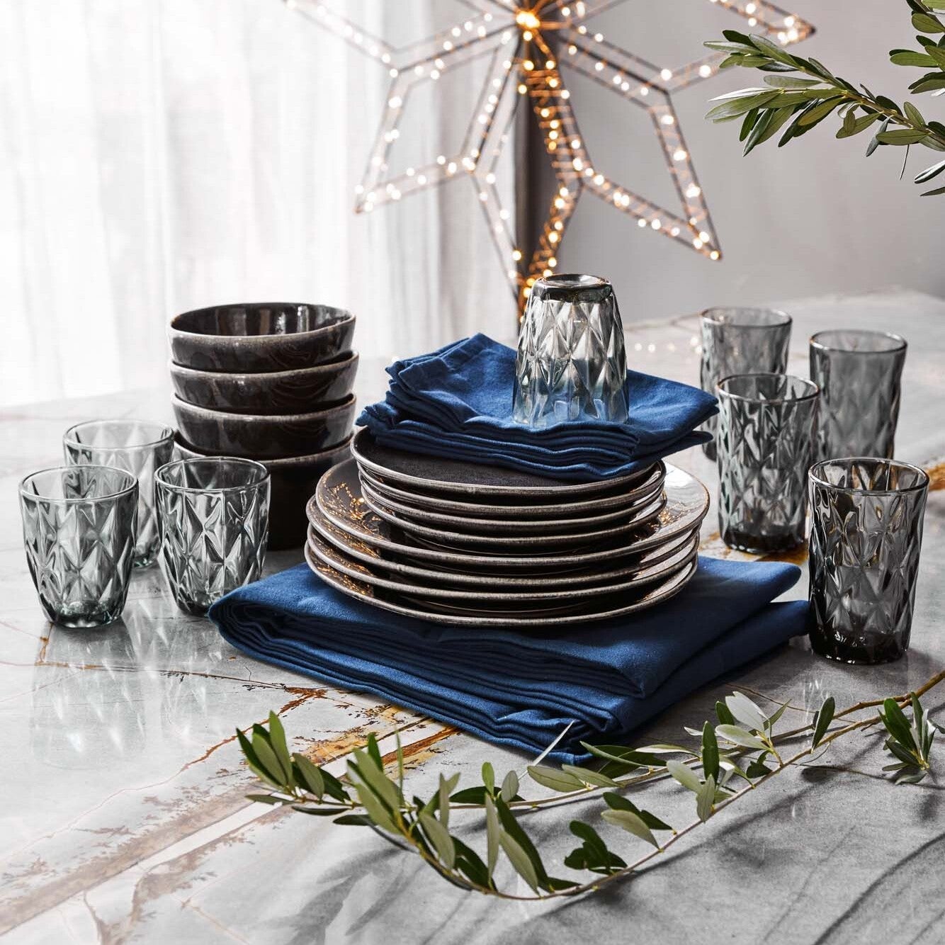 Mica Decorations dinerbord Tabo zwart D 26,5 H 3 cm