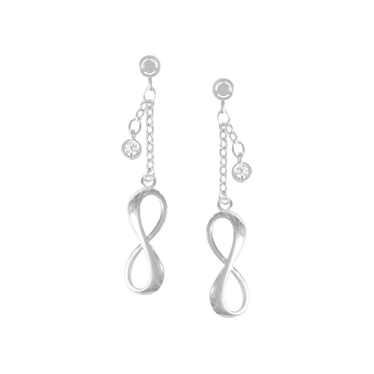 Boucles d'oreilles infini en argent 925 rhodié et oxydes de zirconium