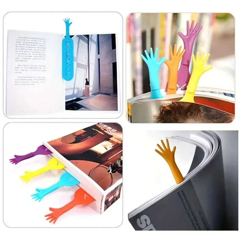 (4er Set) Kunststoff Buch Lesezeichen Hand Seiten Markierungen - Assortiert