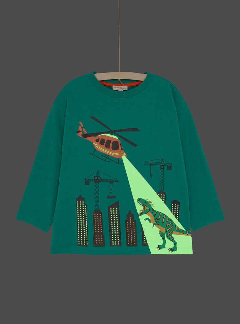 T-shirt vert empire à animation dinosaure pour garçon