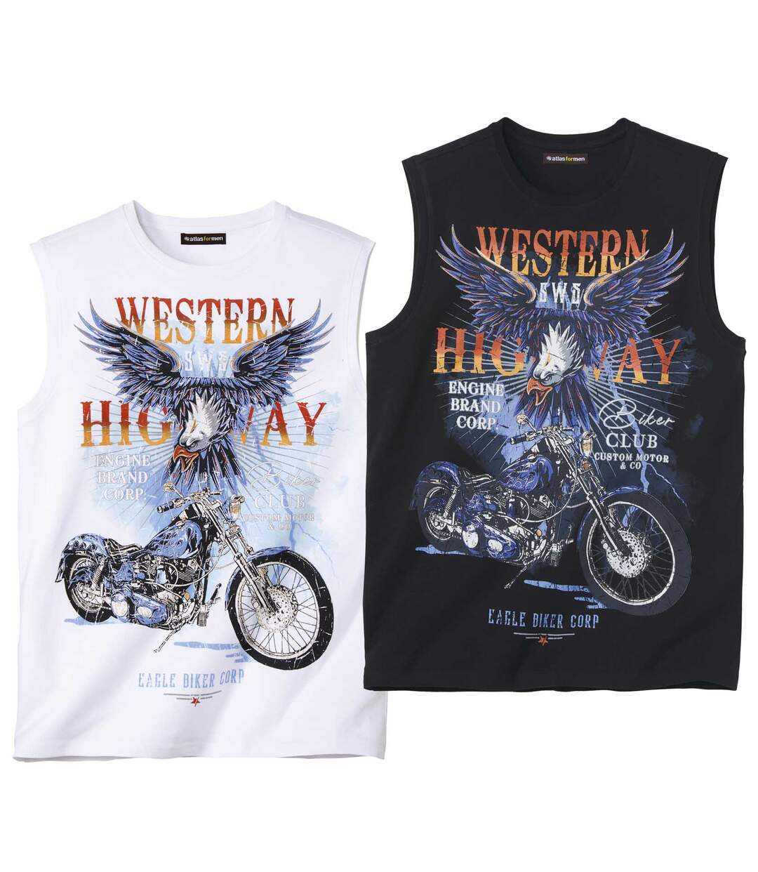 Lot de 2 Tee-Shirts Sans Manches Eagle Biker