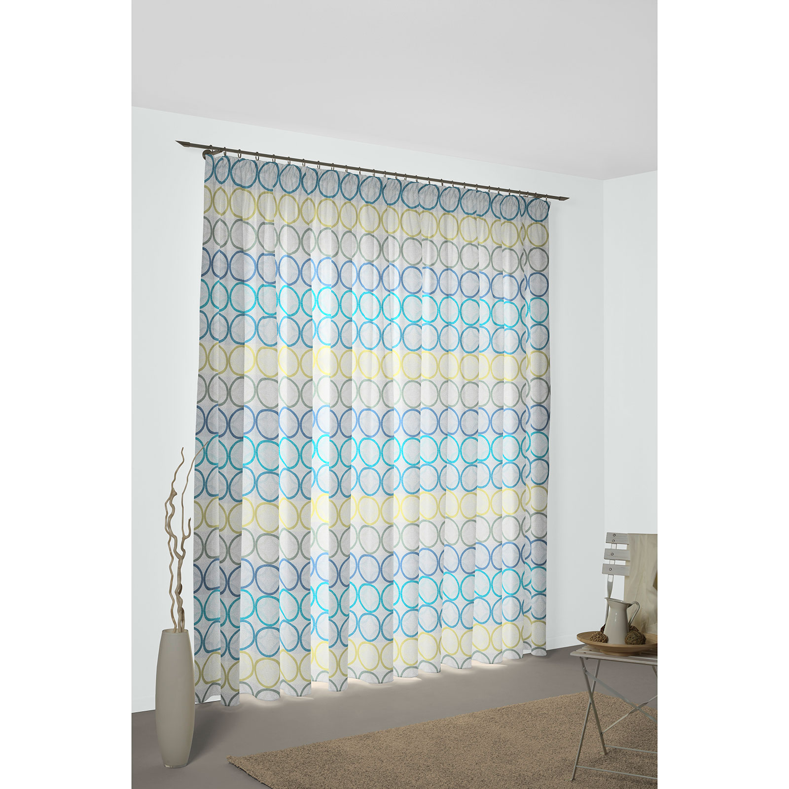 Einzelschal mit Kräuselband ZIRBELLO - blau-grün - 145x132 cm