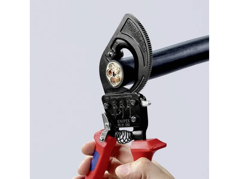 Knipex 95 31 250, Håndkabelskærer, Blå, Rød, Stål, Sort, Blå, Rød, 3,2 cm, REACH