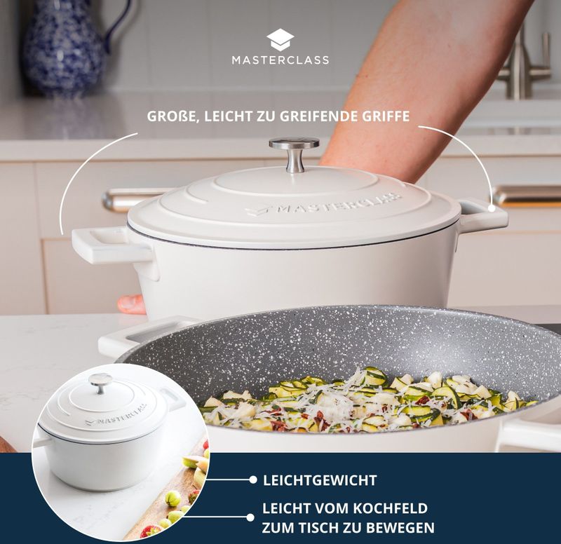 Braadpan, 28cm - 5 L - Creme - Lichtgewicht - Levenslange garantie - Geschikt voor inductie - MasterClass