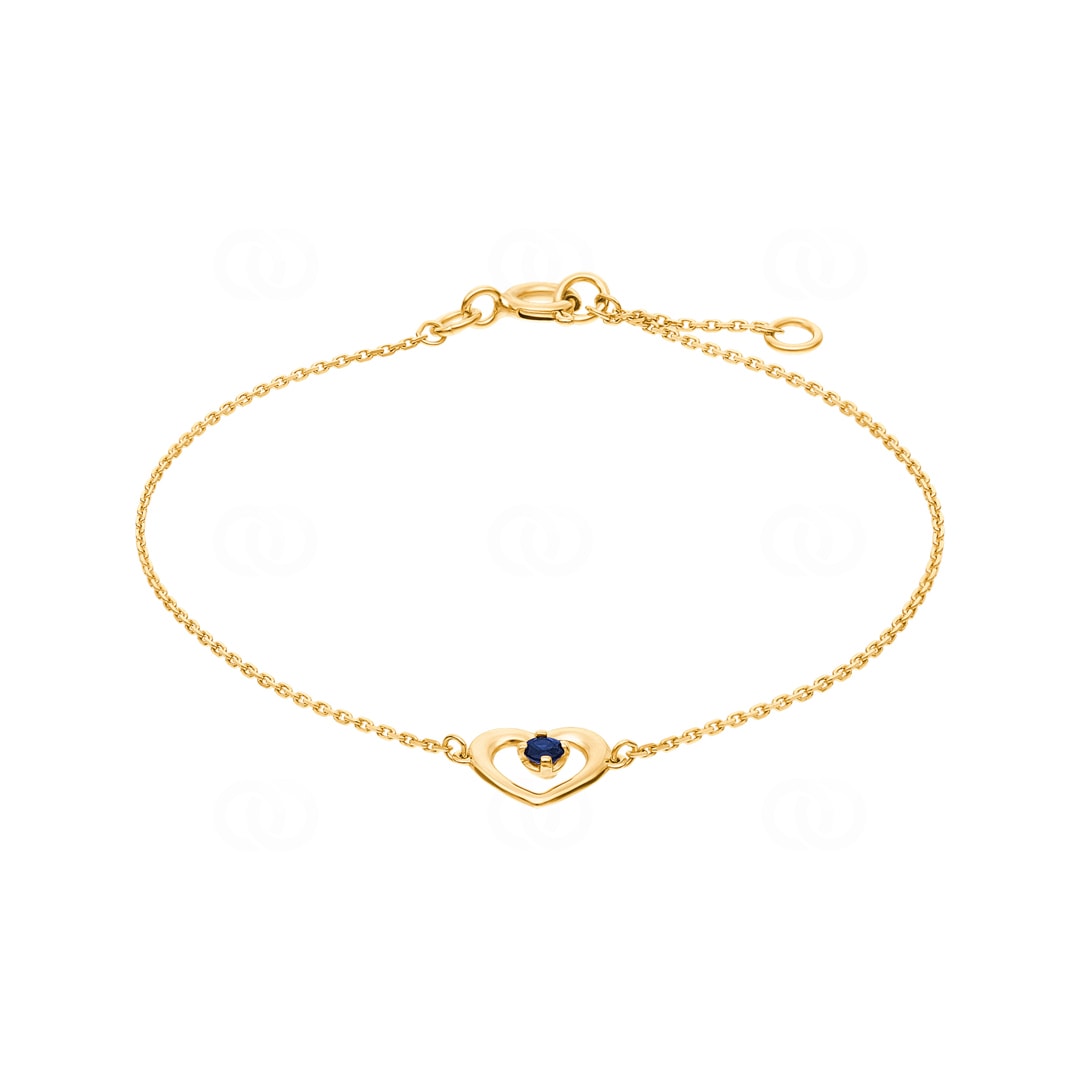 Armband 750/18 K Gelbgold Herz mit Saphir