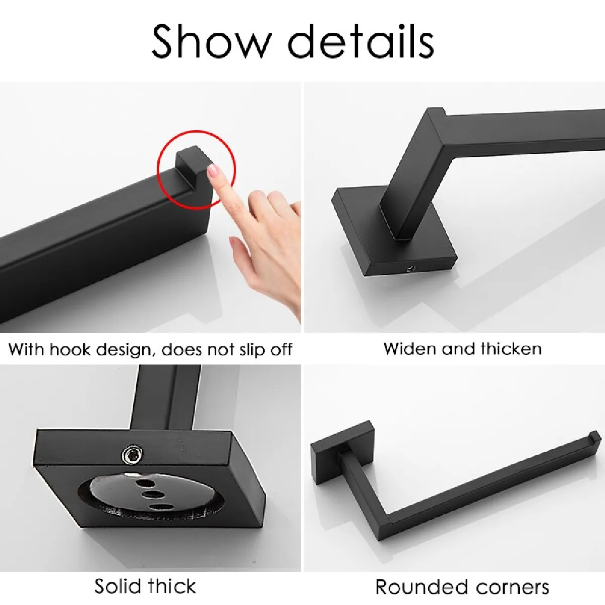 Universal Porte-papier inox monotube - Noir