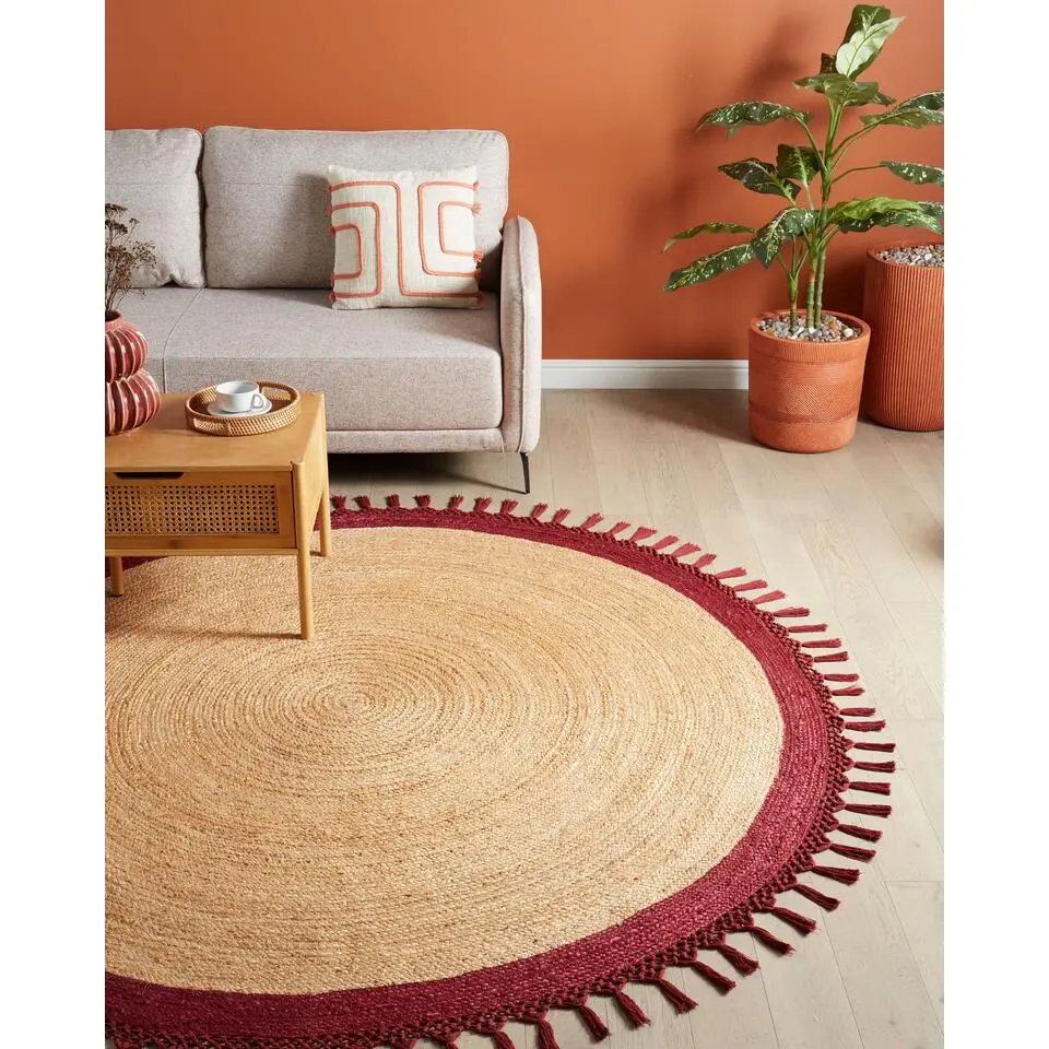 MARTS - Vloerkleed - Donkerrood - 200 cm - Jute