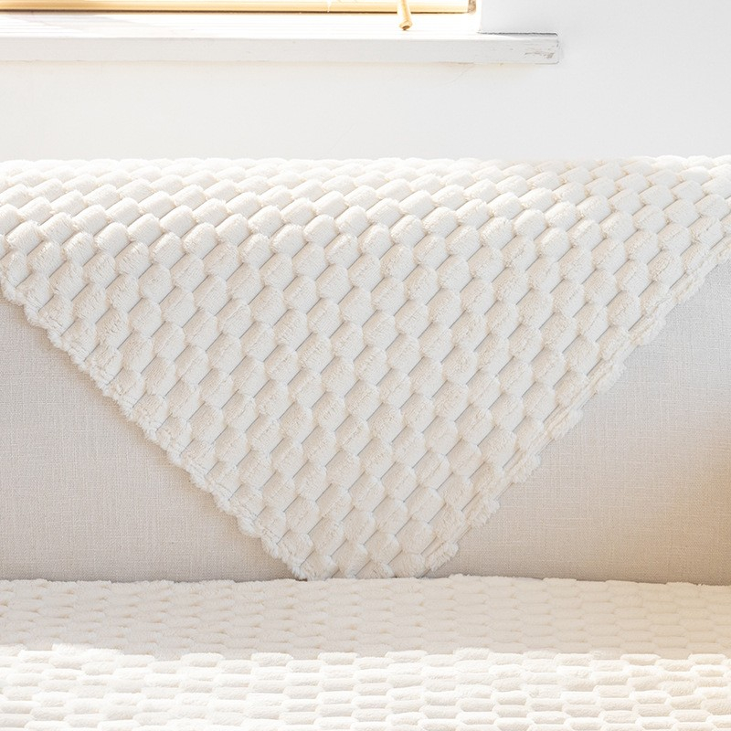 (70x92cm) Flauschiger Sofa Schonbezug Rutschfeste Couch Unterlage Überwurf Decke  - Grau