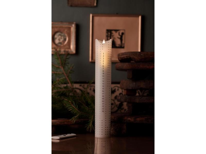 Sirius LED-Kerze Sara Adventskalender, Ø 5 x 29 cm, Silber/ LED Kerze Adventskalender mit silbernen Punkten