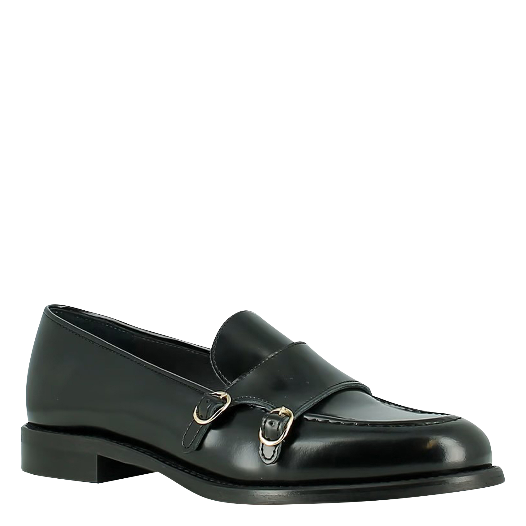 DRIZZA - Mocassins à boucles en cuir glacé | Noir