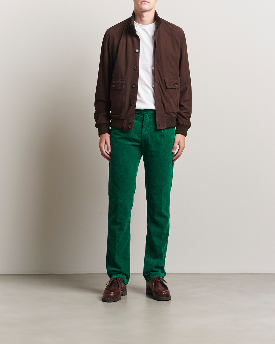 Massimo Alba Ionio Pleated Corduroy Pants Green
