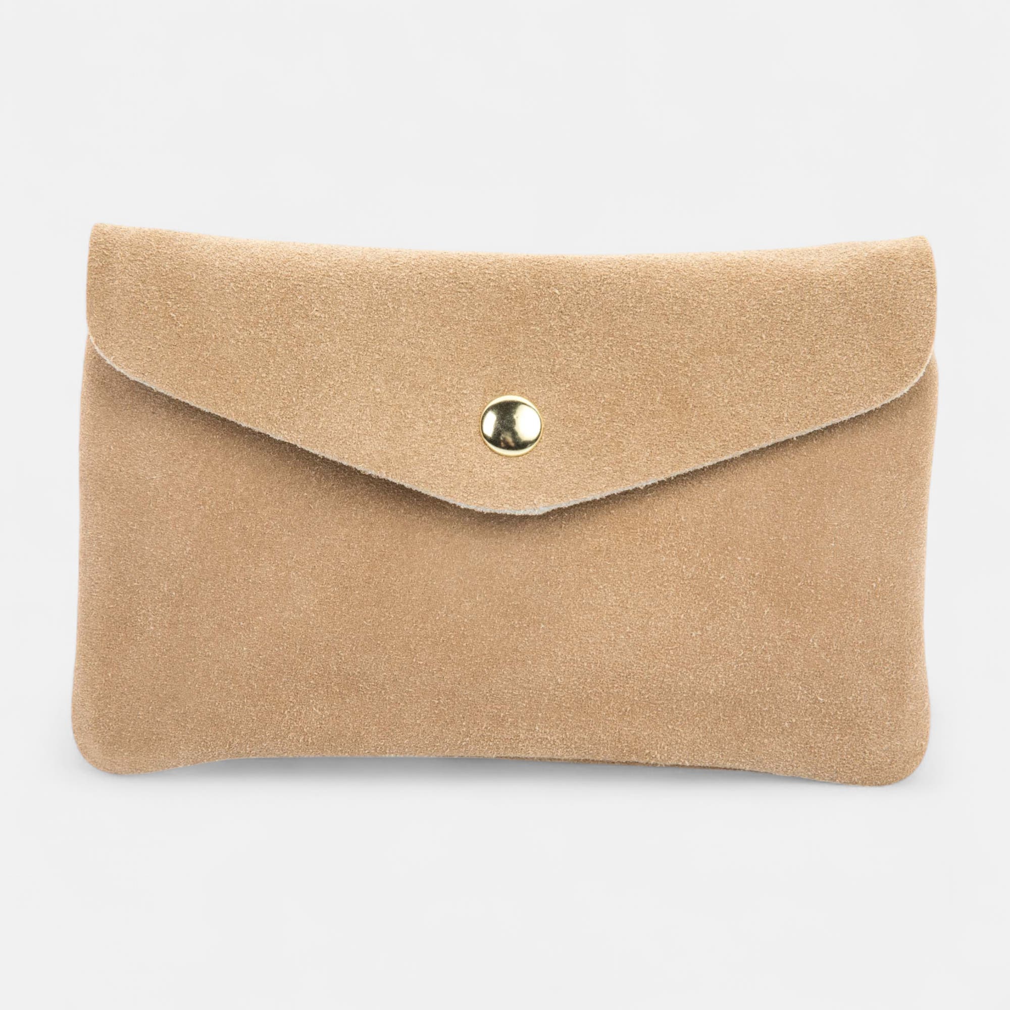 Petite maroquinerie en cuir beige