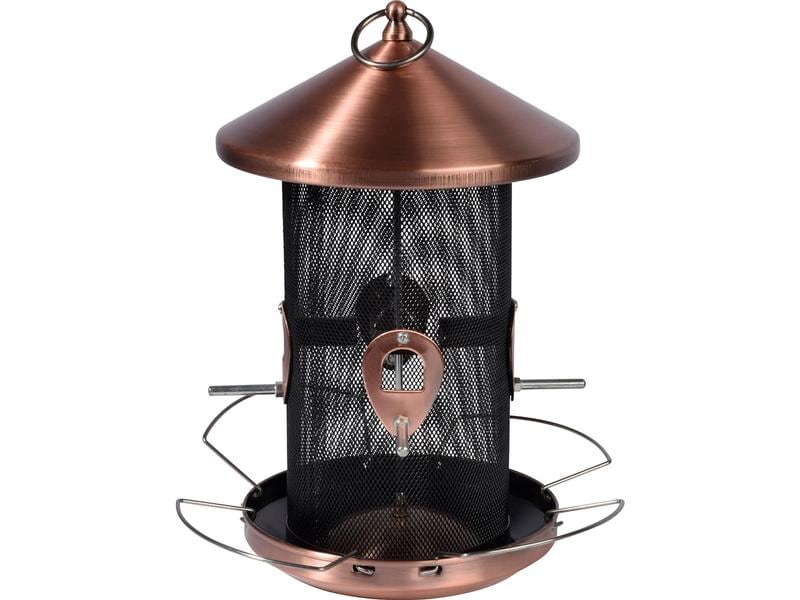 dobar Futterspender XXL, 20 x 20 x 32 cm, Metall, Kupfer Futtersäule zum Aufhängen