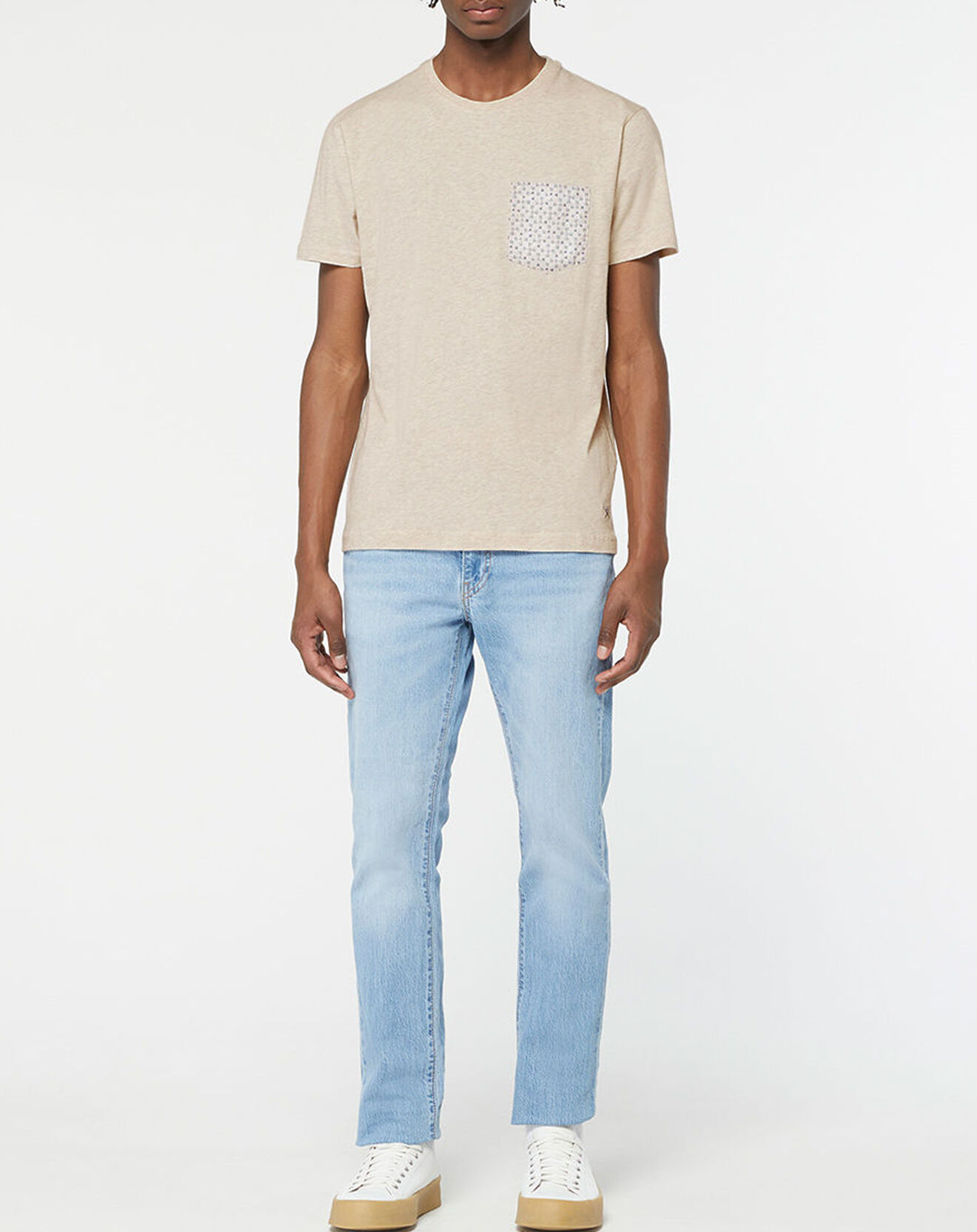 Hackett London T-Shirt poche fantaisie beige chiné