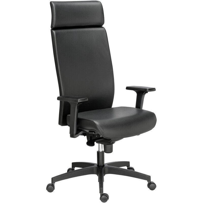 Fauteuil de bureau Warren cuir - avec accoudoirs, appui-tête et réglage profondeur d’assise - Mécanisme Synchrone + réglage profondeur d’assise
