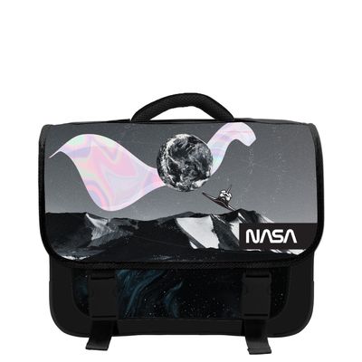 Cartable NASA 38 cm - 2 compartiments - gris - Bagtrotter