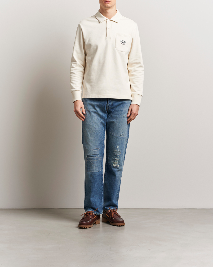 Fred Perry Embroidered Champion Rugby Sweater Ecru