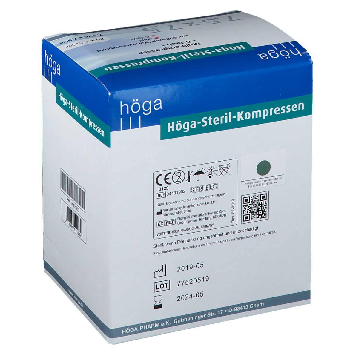 Höga Sterile Mullkompressen 7,5 x 7,5 cm 8-fach