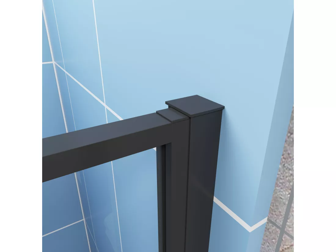Porte de douche pivotante 80x185cm profilé noir mat Installation en niche, verre securit anticalcaire