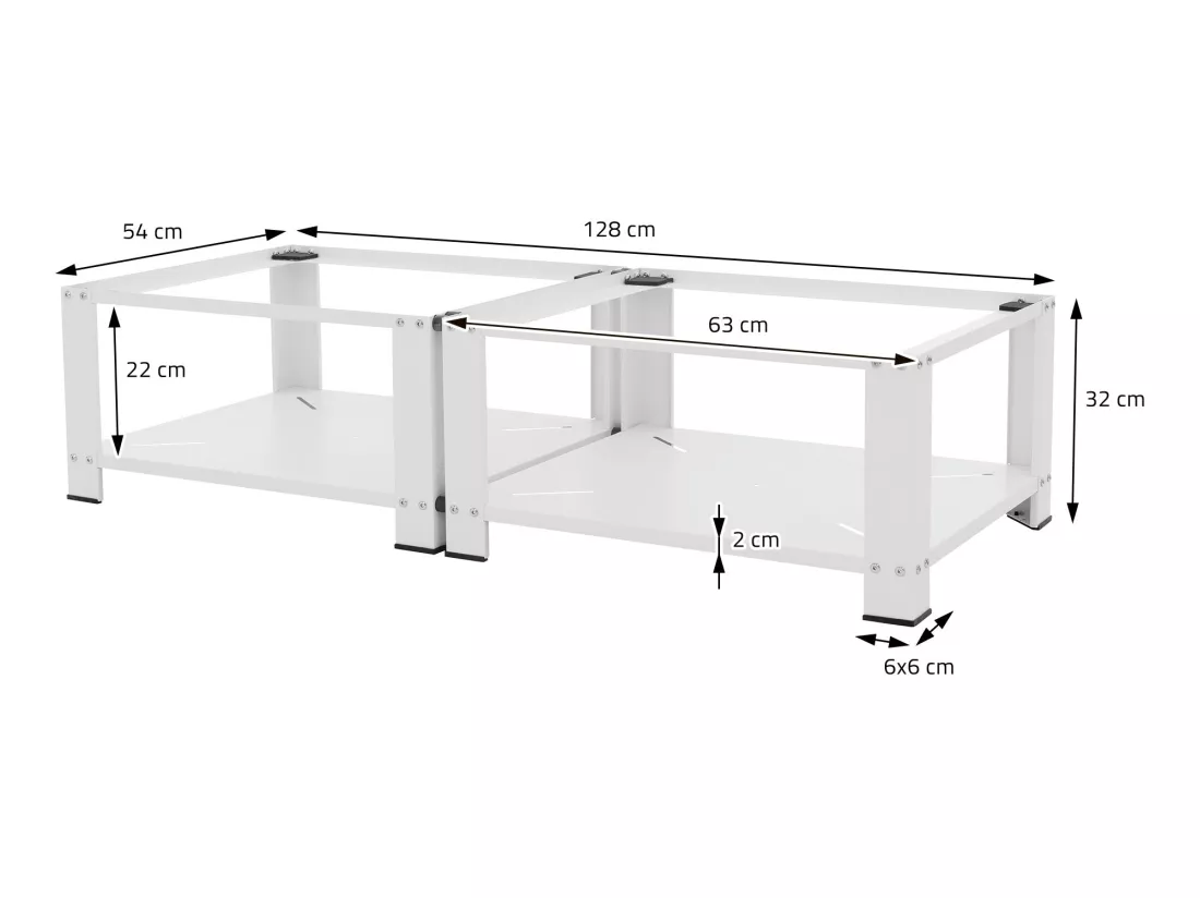 Socle machine à laver double avec étagère base 150 kg/support ML-DESIGN
