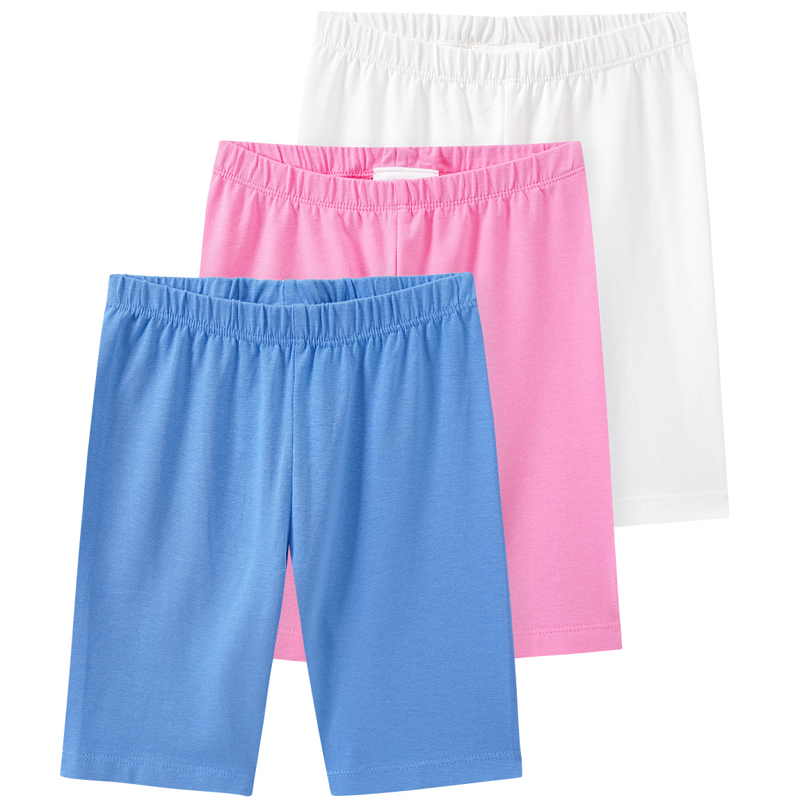 Famy 3 Mädchen Radler im Basic-Look rosa / weiss / blau