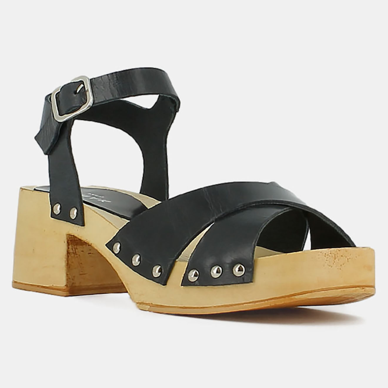 Jonak Sandales sabots en Cuir Mae noires - Talon 3 cm
