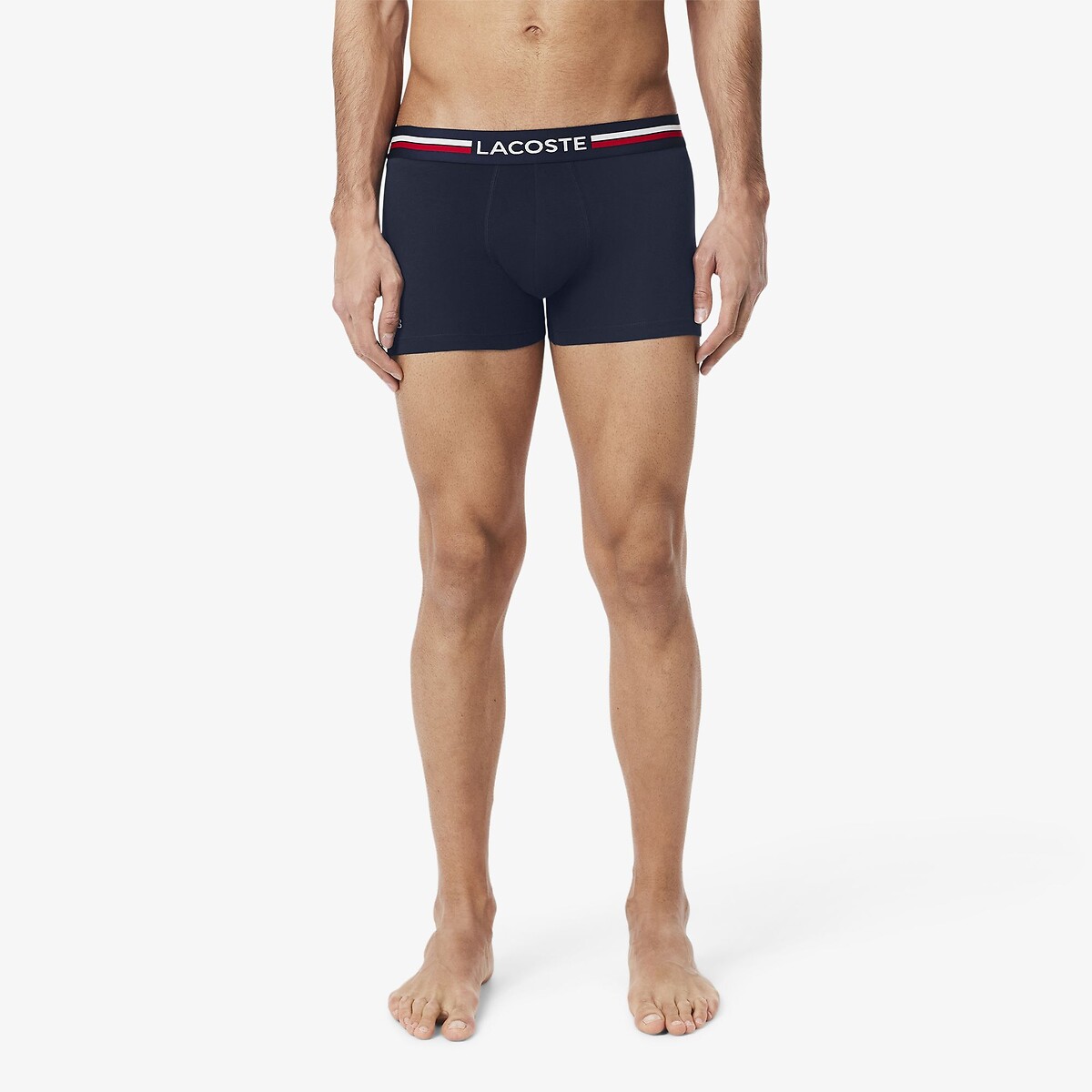 LACOSTE<br>Conjunto de 3 cuecas boxer lisas, algodão elástico