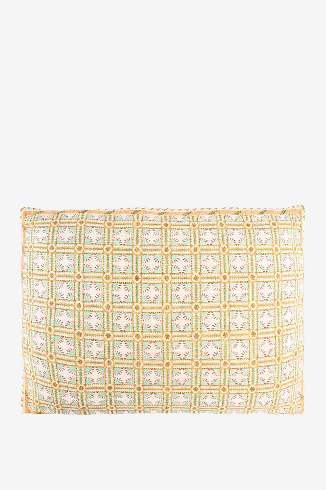 Lichtblauw geruit jacquard kussen