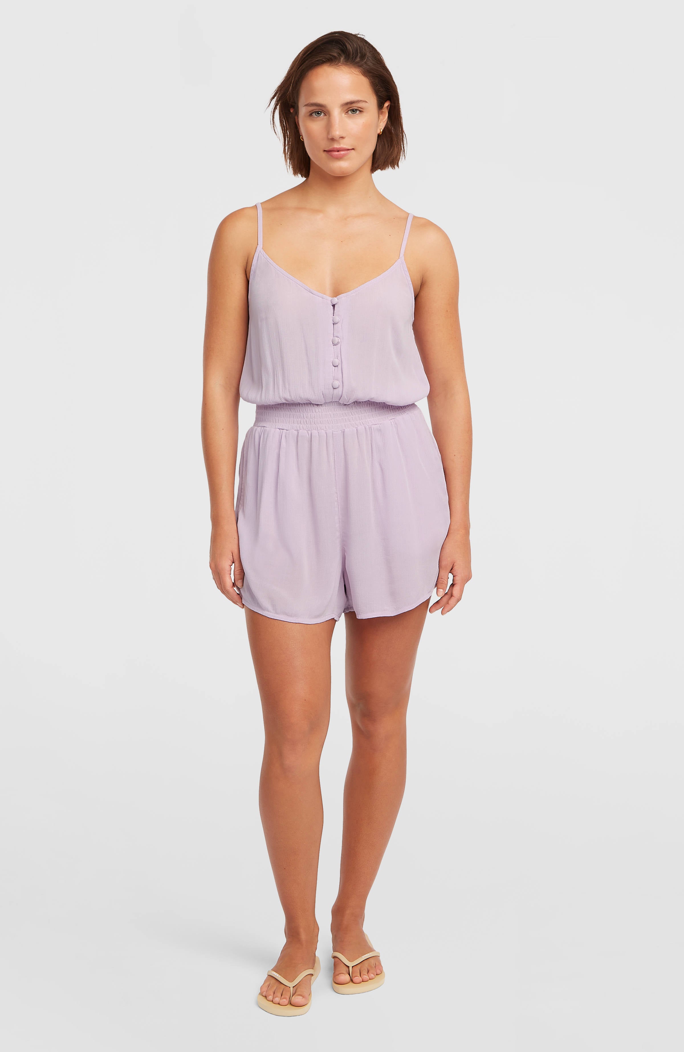 Playsuit met knoopsluiting en dunne bandjes