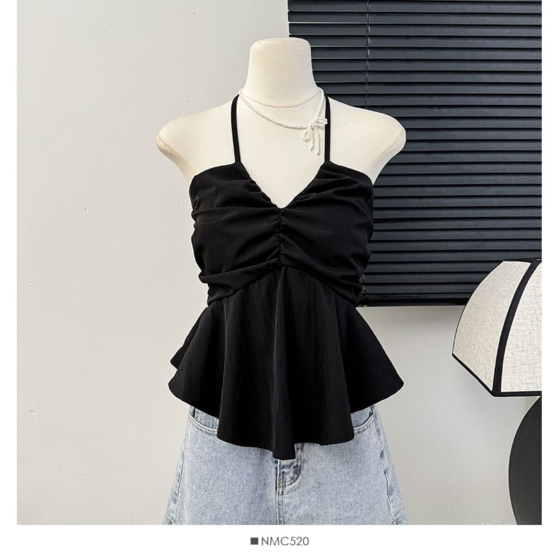 Lemongrass - V-hals peplum haltertop