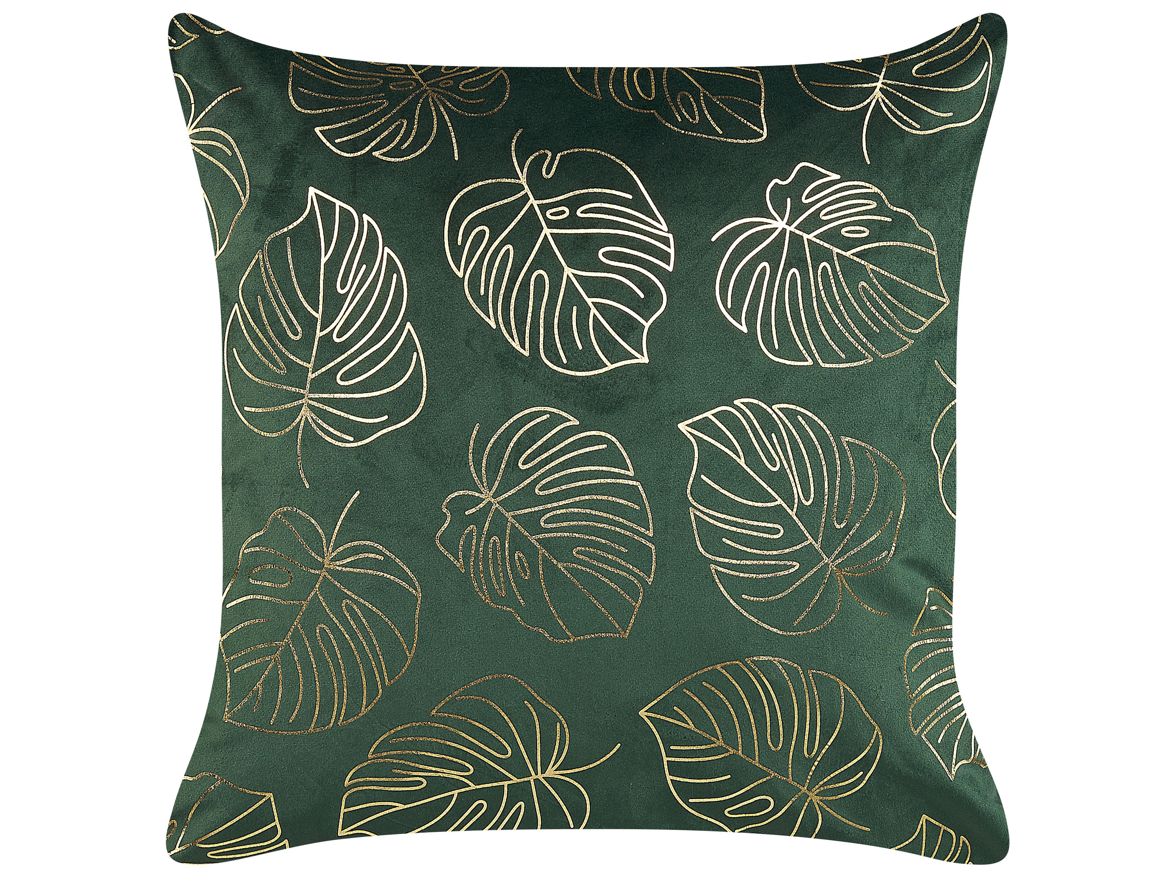 Set van 2 sierkussens DELICIOSA Fluweel 45 x 45 cm Donkergroen bladpatroon