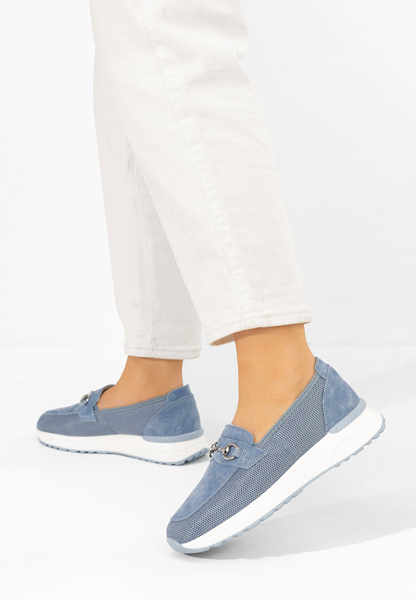 Mocassins femme en cuir bleus Hermony