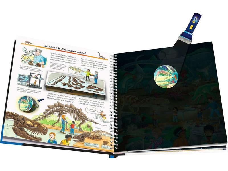 Ravensburger Kinder-Sachbuch WWW Leuchte und entdecke: Dino Taschenlampen-Buch mit Folien und Klappen