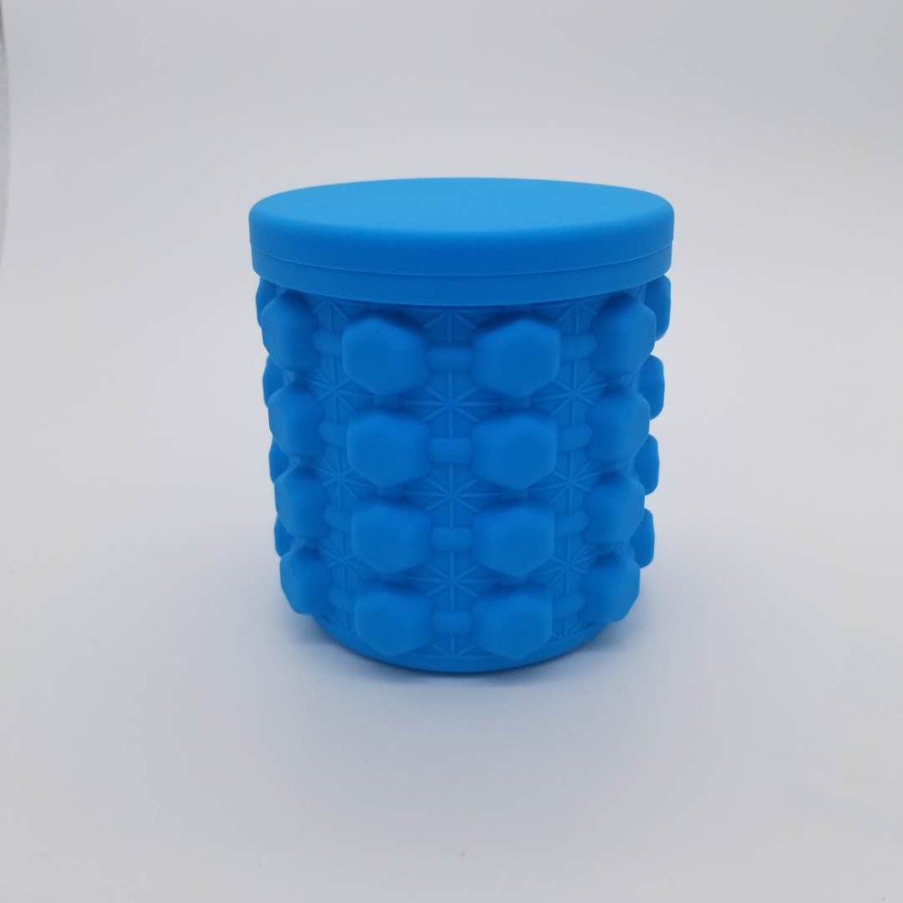 2in1 Silikon Eiswürfel Form Ice Cube Maker Eisbehälter mit Deckel - Blau