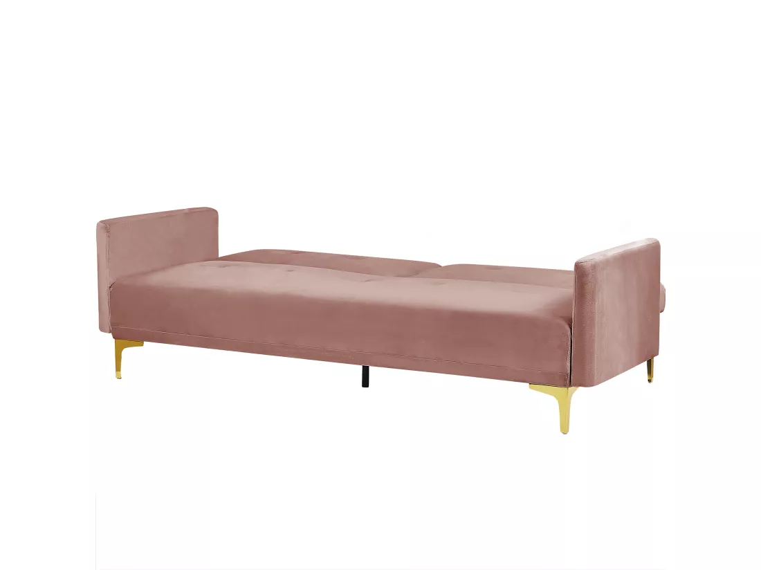 Canapé convertible 3 places en velours rose LUCAN