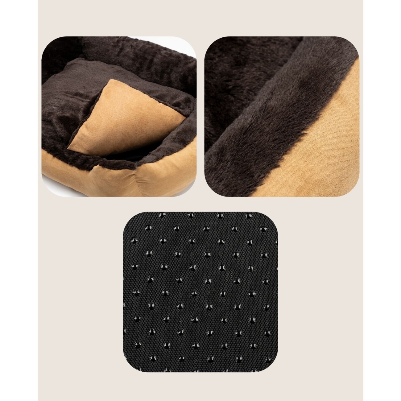 Lionto Hundebett mit Wendekissen braun/ beige S