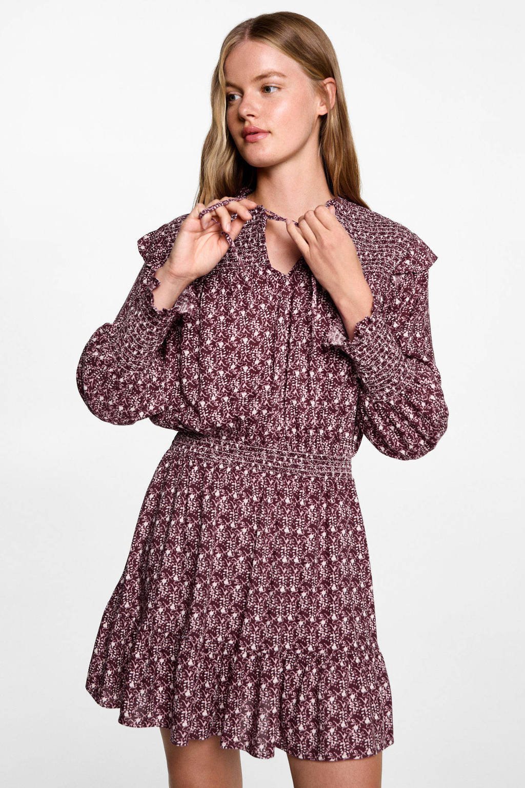 MANGO TEEN jurk met all over print donkerroze