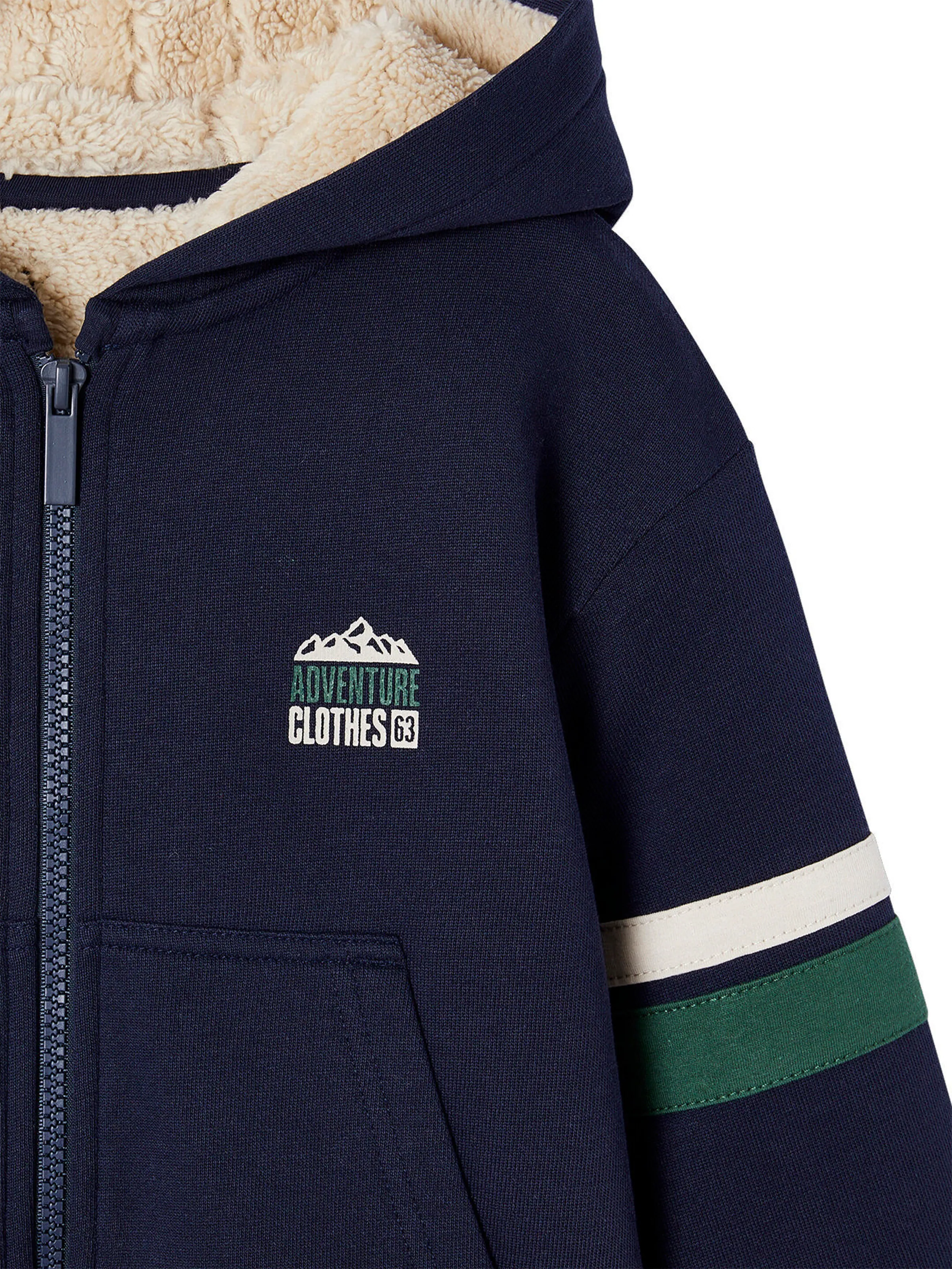 Vertbaudet Jungen Kapuzensweatjacke mit Teddyfleece-Futter marine