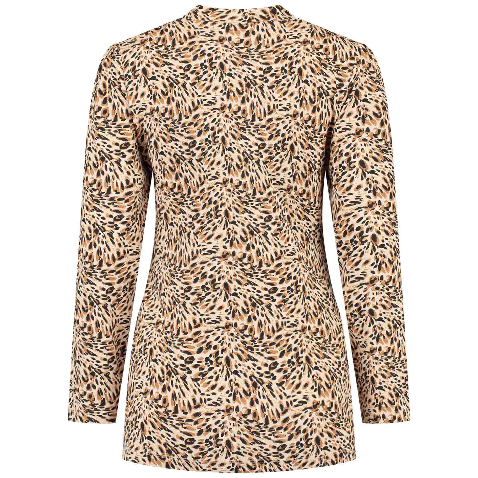 Prénatal zwangerschaps T-shirt lange mouwen dierenprint beige