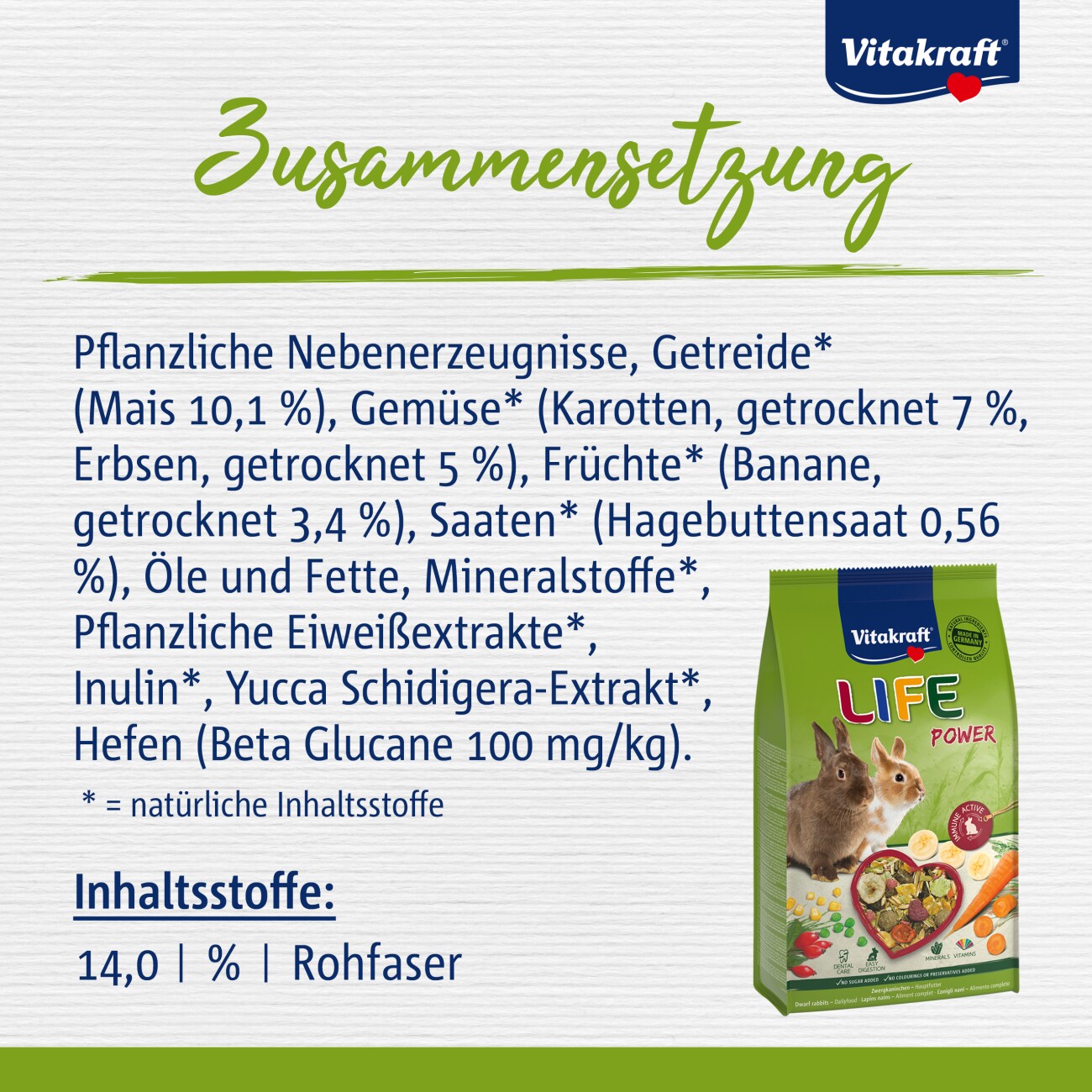 Vitakraft LIFE POWER Zwergkaninchen 600g