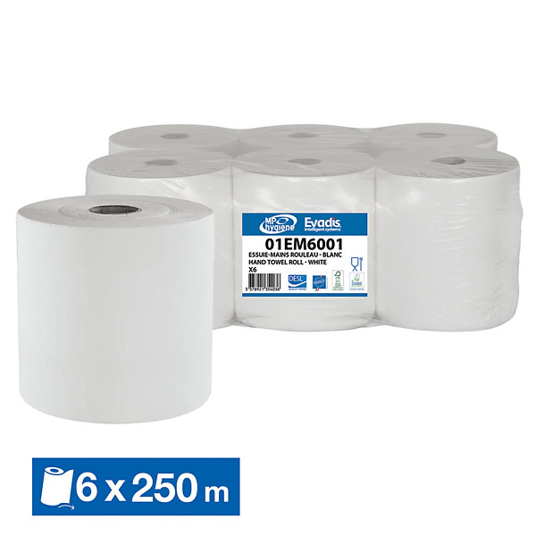 Essuie-mains rouleaux Evadis, lot de 6