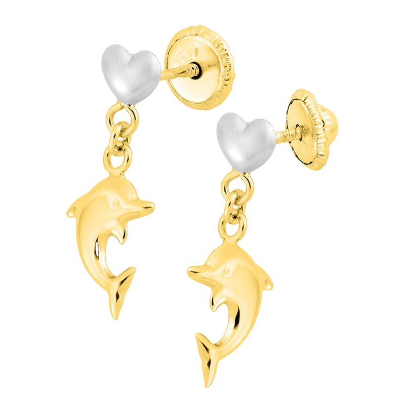Boucles d'oreilles enfant  - Or 18 Carats - Dauphin
