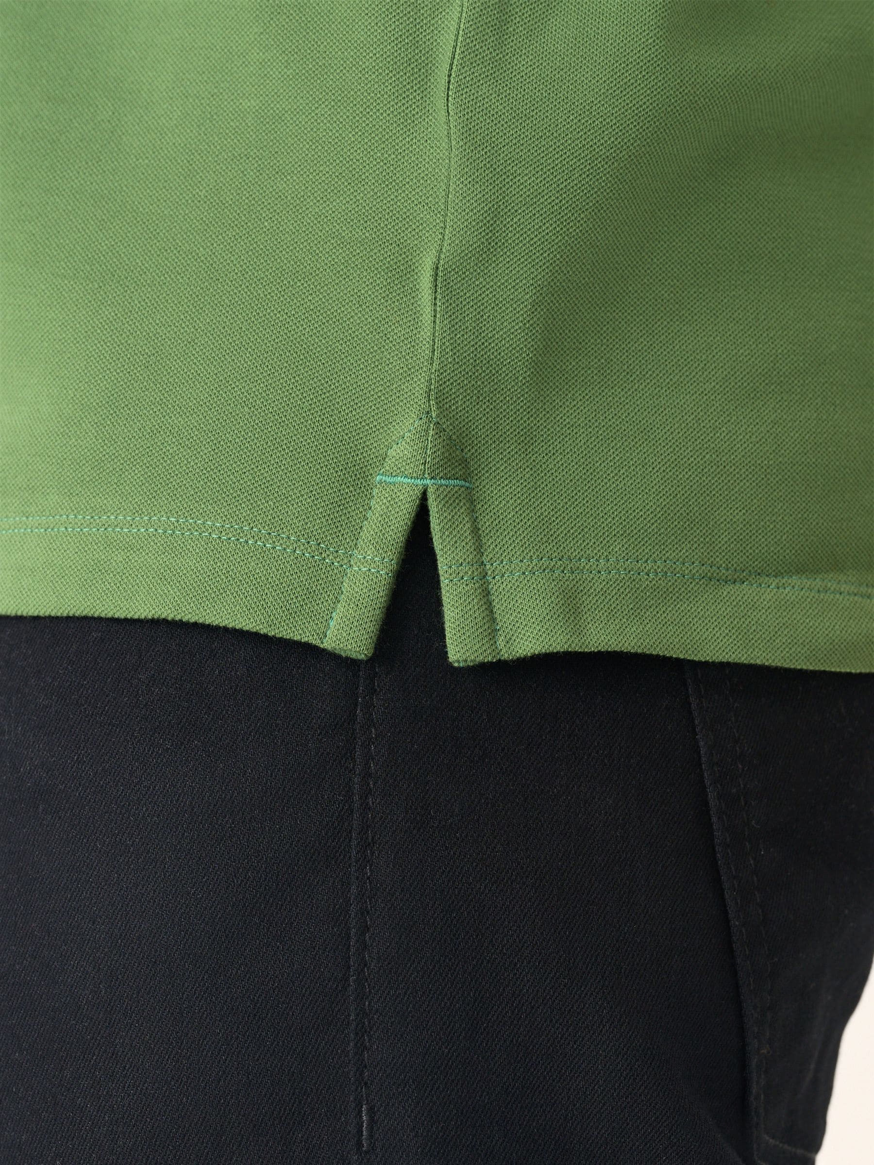 Medium groen - Normale Pasvorm - Long-Sleeve Pique Polo Shirt