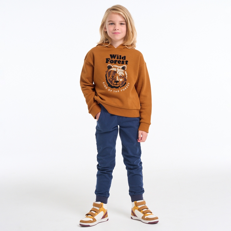 Sweat-shirt à capuche motif tigre orange garçon