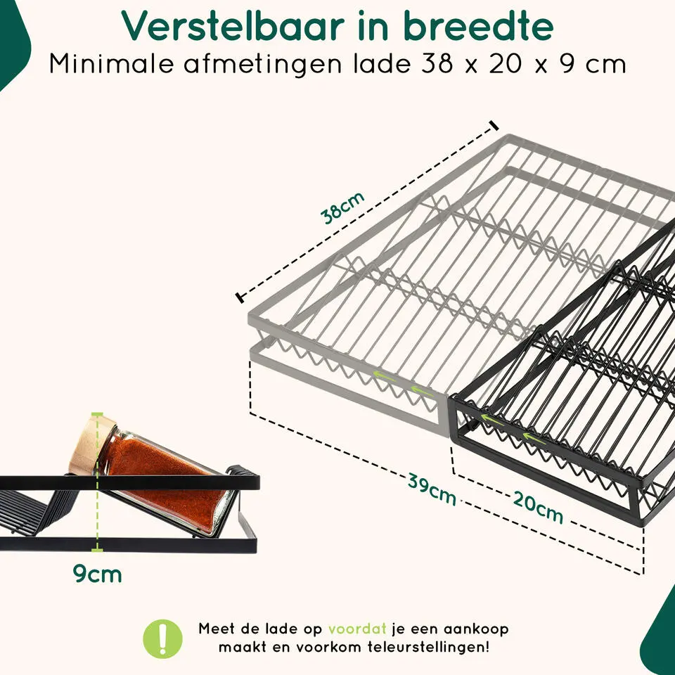 XIVADA Kruidenrek met 24 potjes - Organizer lade liggend - Met labels