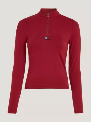 Blusa de gola alta com zíper e modelagem justa